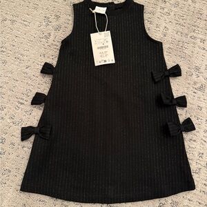 Zara Elegant Black Kids Dress with Bow Accents